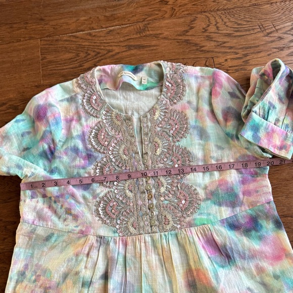 Soft Surroundings Pastel Tie Dye Beaded Tunic‎ Top - Picture 14 of 15